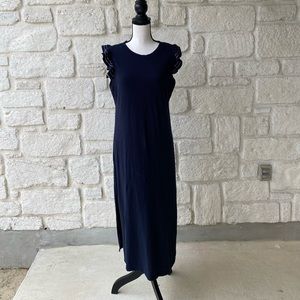 SUNDRY Navy Blue Ruffle Sleeve Tee Shirt Dress 2
